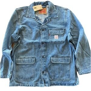 New Levi's Broadway Engineer Coat Relaxed Fit Blue Jean‎ Jacket Men's Size Large